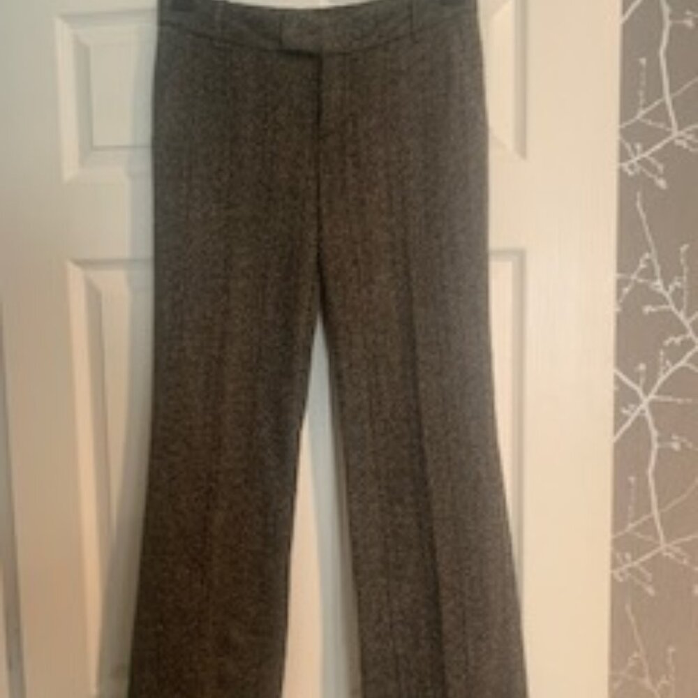 Grey Tweed Trousers with Thin Burgundy LIne